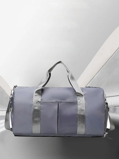 Women'S Fashion Large Capacity Travel Bag, Solid Color Letter Patch Zipper Pocket Travel Bag, Casual Lightweight Travel Bag for Gym & Short Business Trips, Durable Travel Bag